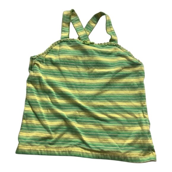 Girls Lot Of 3 Size 7/8 Green Stripe Tank Top T-Shirt & Capri Leggings - Picture 4 of 12